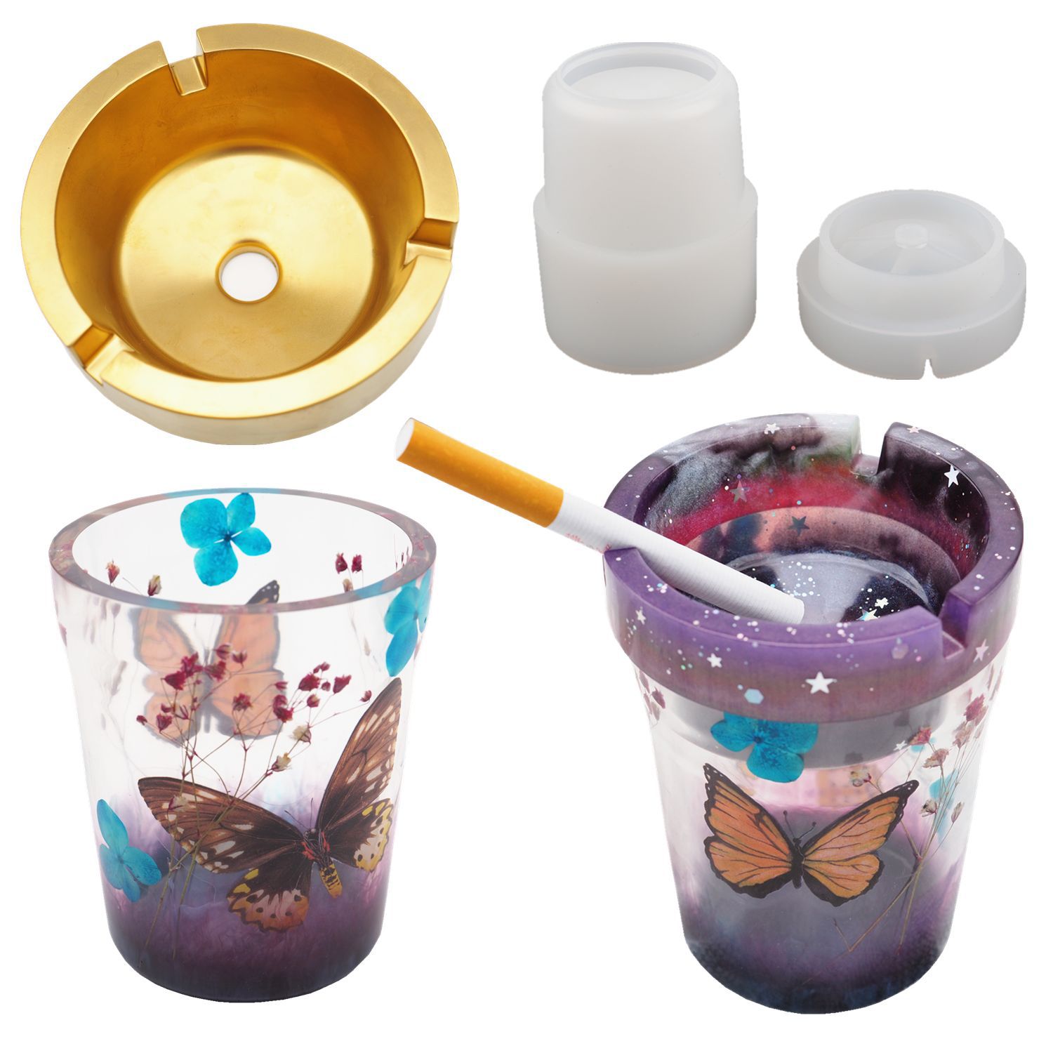 友友模具diy亞馬遜水晶樹(shù)脂滴膠雙層車(chē)載煙灰缸鏡面硅膠模具
